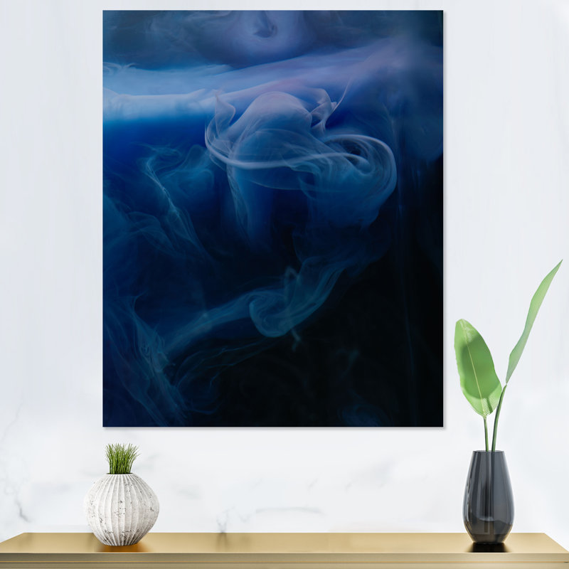Abstrait tourbillons bleu foncé - décoration murale moderne en toile, Toile tendue, H 12 po x l 8 po x P 1 po