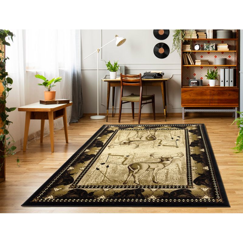 Tapis brun à imprimé animal Keeler, Rond 5 pi 2 po