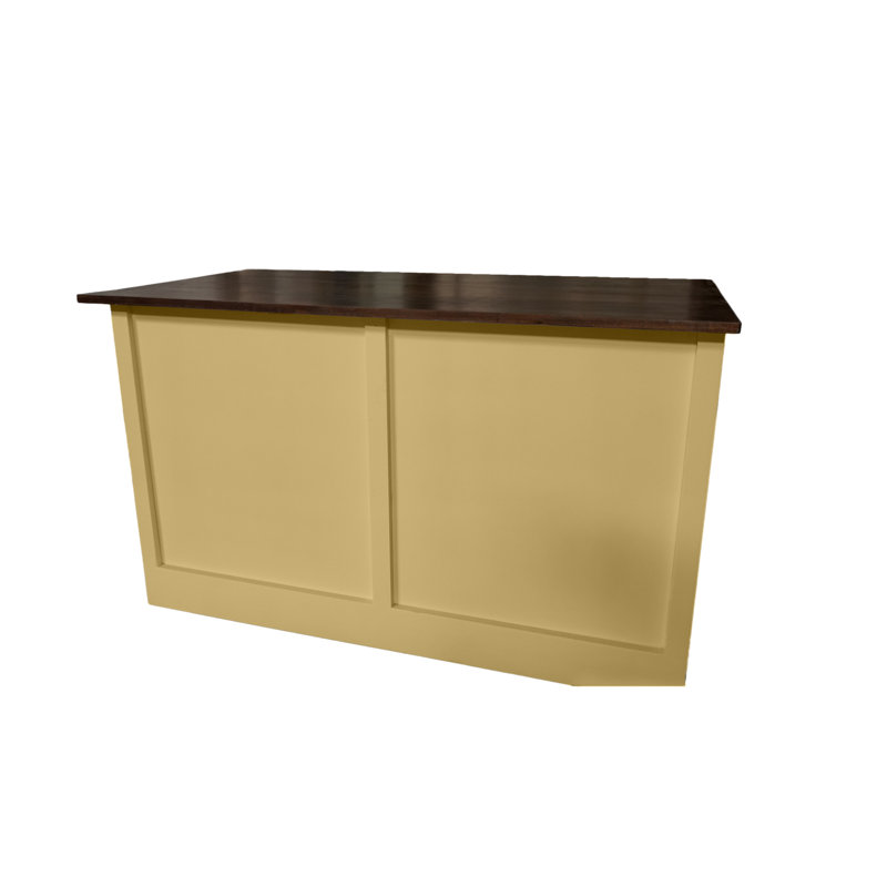 Modern 50" Solid Wood Kitchen Island with trash bin compartment and extra storage, Cupola Yellow