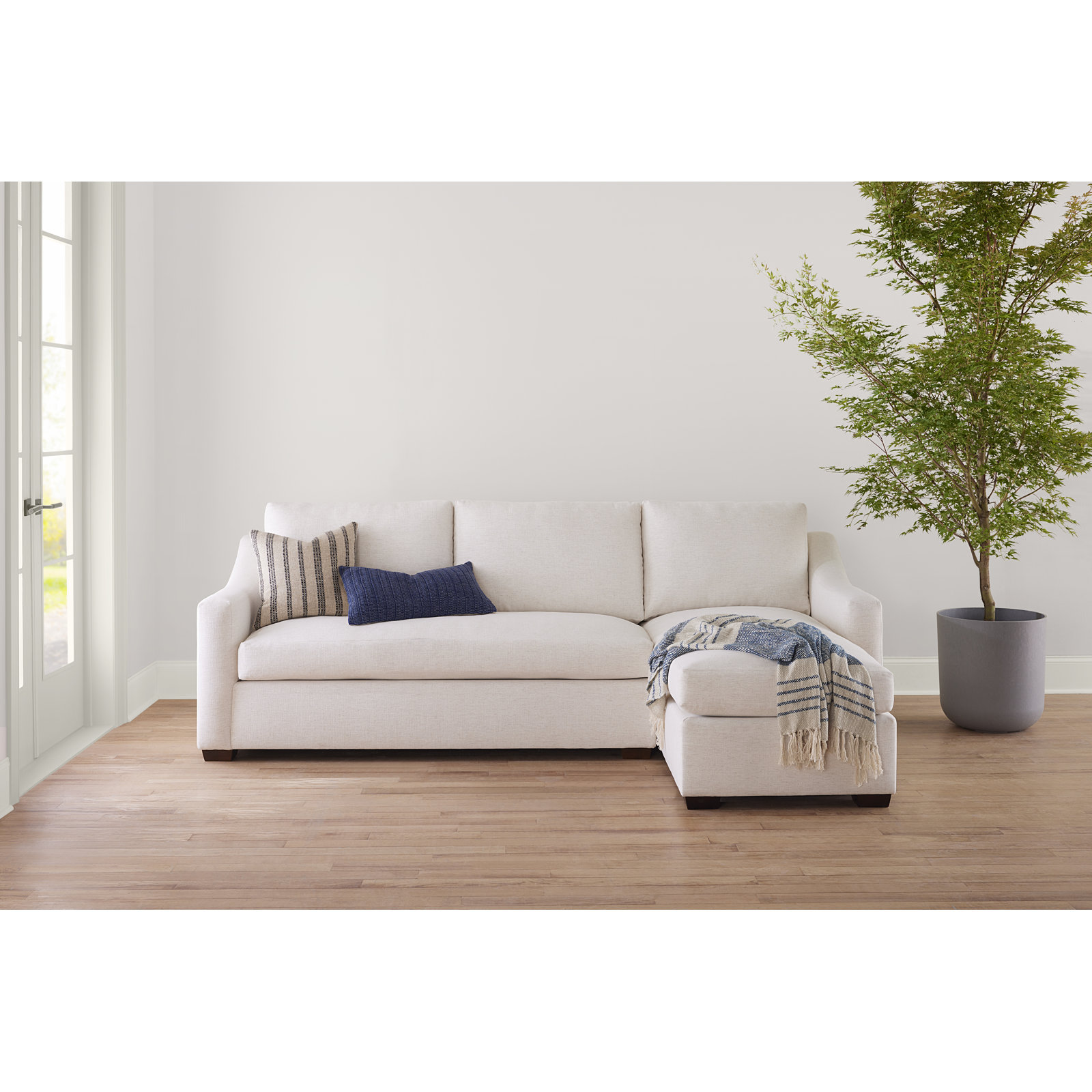Cranbrook Upholstered Chaise L-Sectional, Nomad Snow Crypton® Chenille, Right Hand Facing