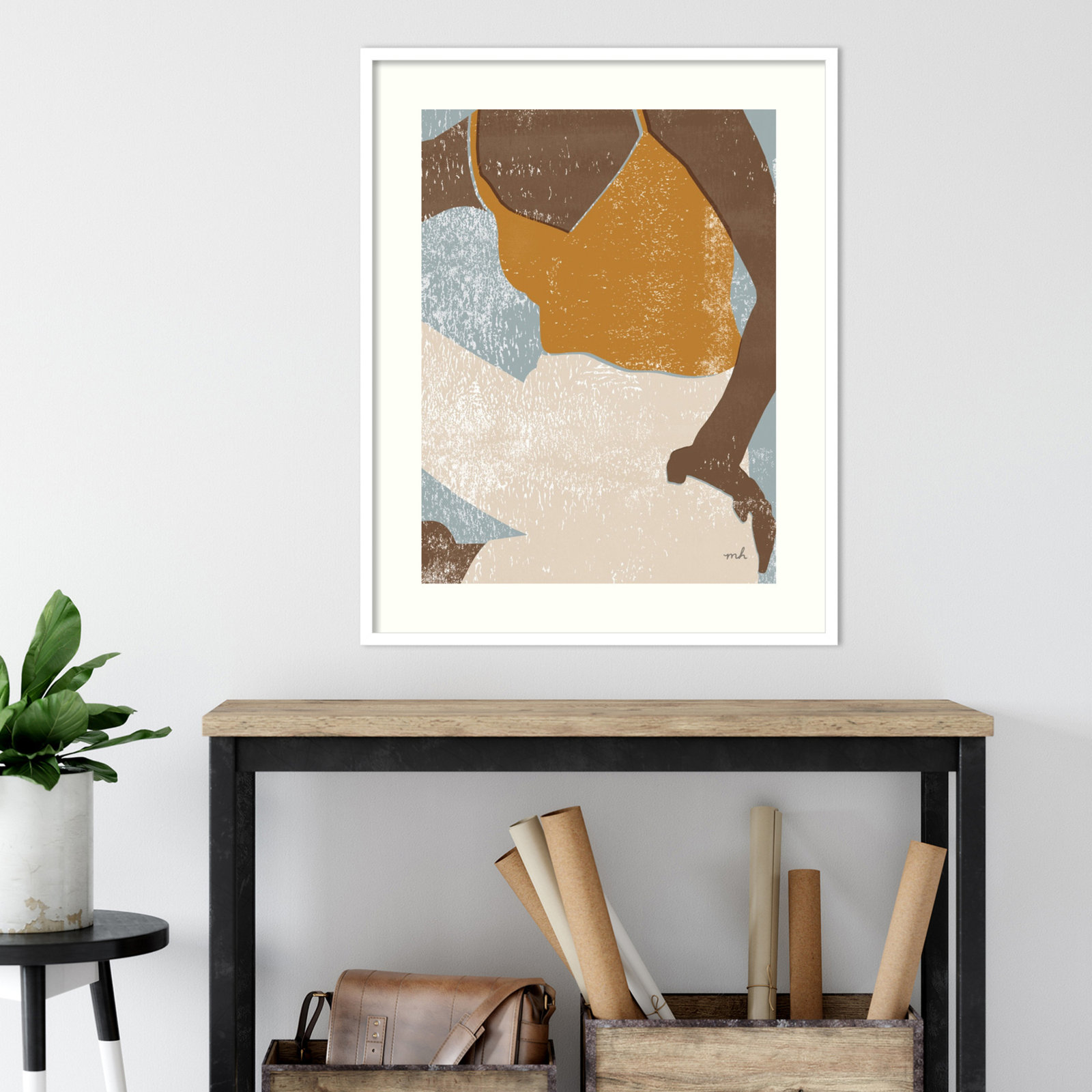Casual III (Woman) by Moira Hershey, Black Framed Paper, 35" H x 28" W