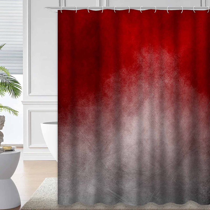 Rideau de douche rouge grunge rouge noir foncé avec 12 crochets, L 72 po x l 84 po