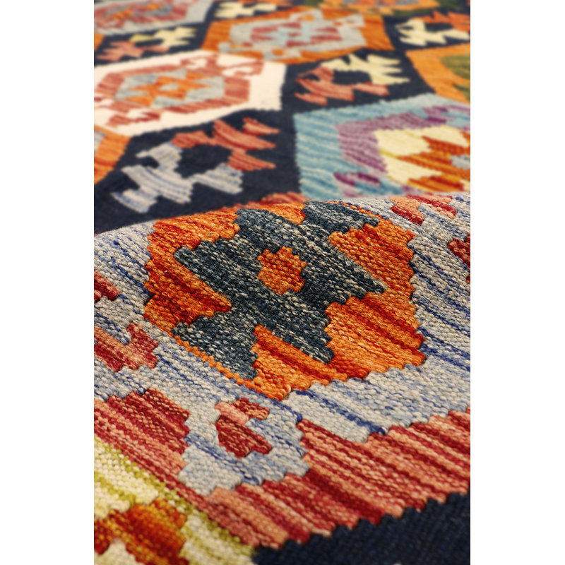 Kilim Geometric Handmade Flatweave Rectangle 8'4" x 11'1" Wool Area Rug in Brown/Orange/Yellow