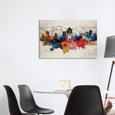 Salt Lake City Abstract 1 Piece Wrapped Canvas Painting