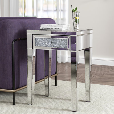 Melle Glass End Table with 1 Drawer