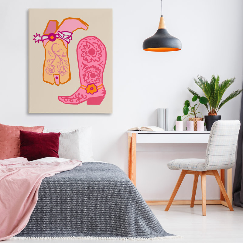 «Cowgirl bottes with Spur», art mural par Elizabeth Medley, H 48 po x l 36 po