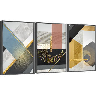 "Luxurious Aluminium", ensemble de 3 impressions encadrées sur toile