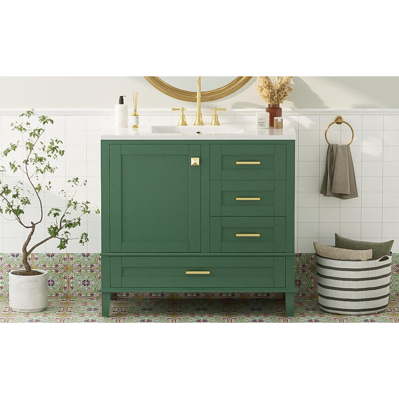 Meuble-lavabo vert 36 po