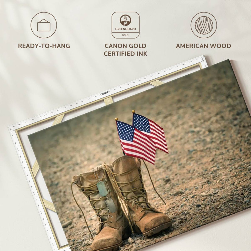 Mait USA Flag Military Boots, 26" H x 39" W