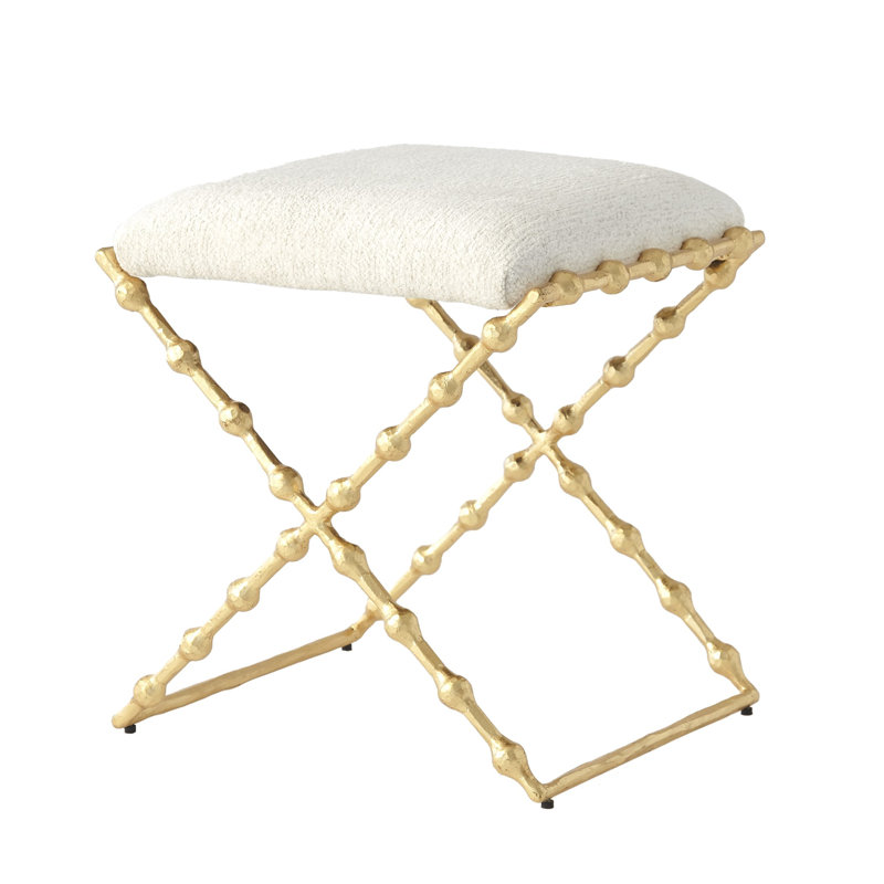 Elder Accent Stool, Gold, Polyester Blend, Cream