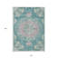 Tapis extérieur lavable à motif médaillon floral bleu sarcelle 10 pi x 14 pi