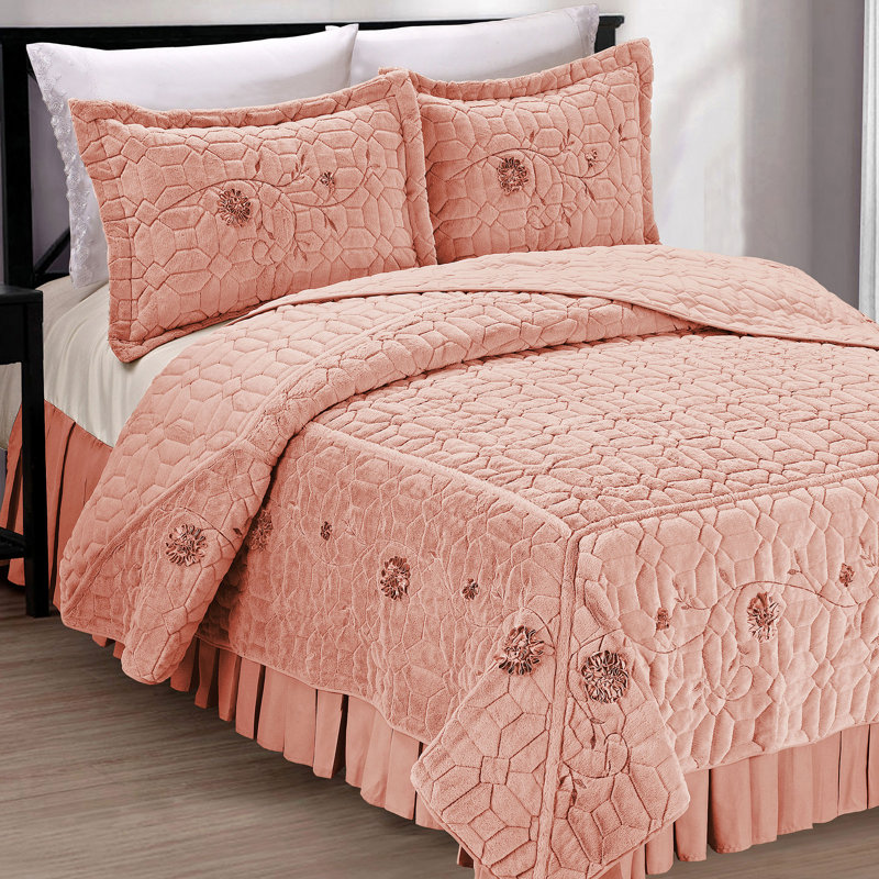 Ensemble de courtepointe en microfibre Ribbon, Très grand, Lilas