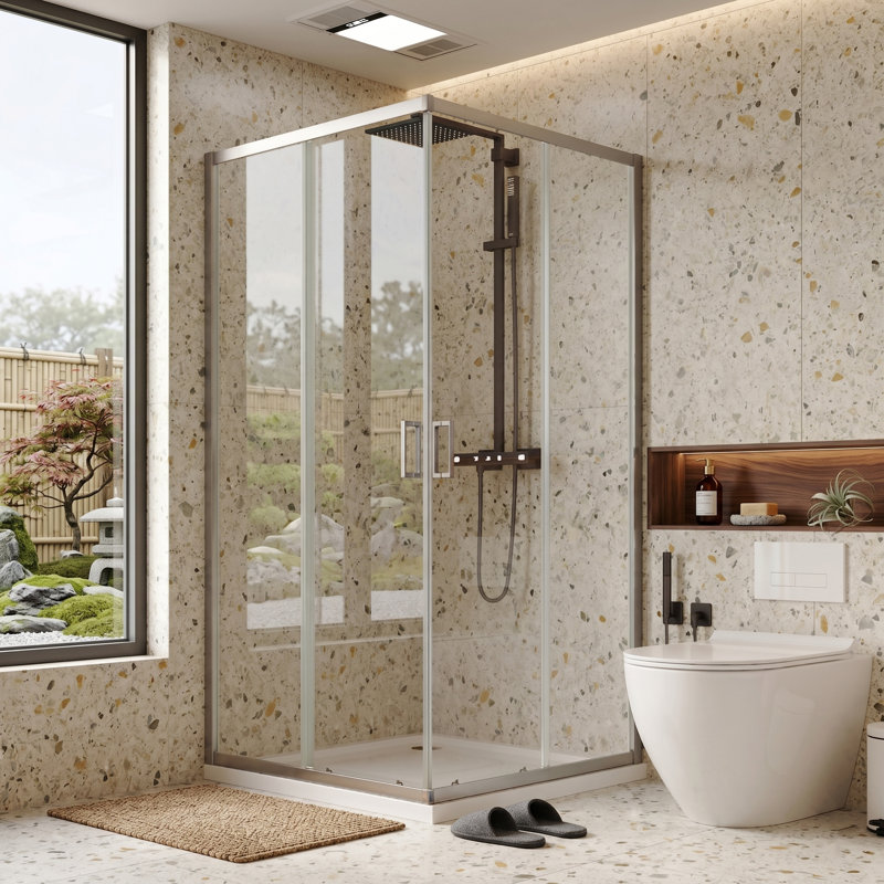 32"D x 32"W x 72"H Framed Corner Shower Enclosure, Square Shower Enclosure, Glass with Nano Easy Clean Coating