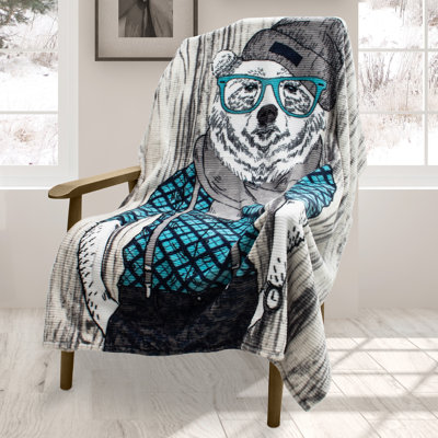  Jeté en flanelle Hipster Bear