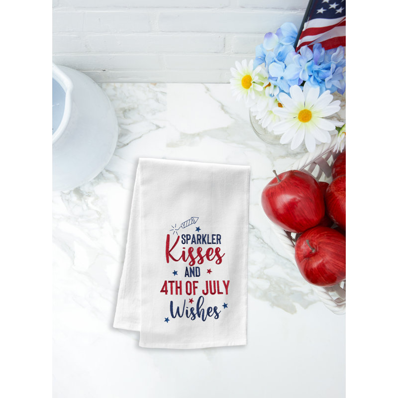 Sparkler Kisses And July 4th Wishes Kitchen Towel