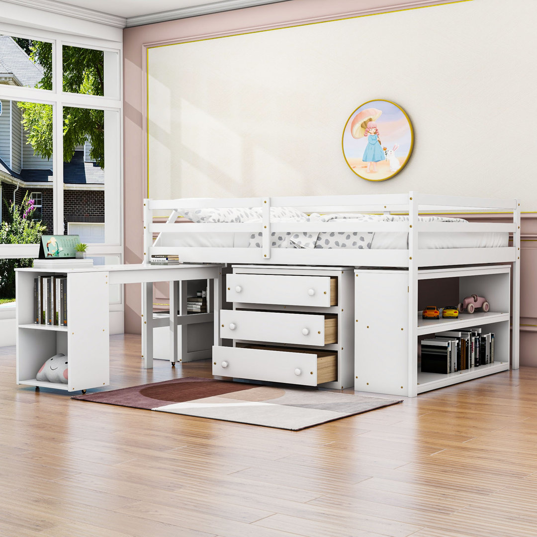 Jandi 3 Drawer Platform Loft Bed with Built-in-Desk by Harriet Bee Harriet Bee 