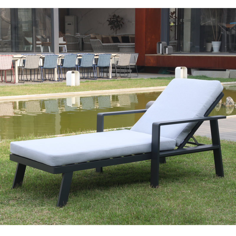 Higold -  6801 Nofi Patio Sunlounger - Patio Chaise Lounge, Made Of Aluminum With Powder Coating, Gray Cushion, Matte Charcoal