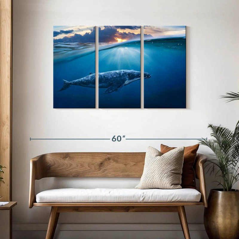Brampt Blue Ocean Whale, 28" H x 45" W