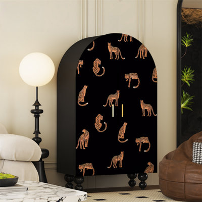 Arched Armoire  Cabinet With Shelves & Art Doors