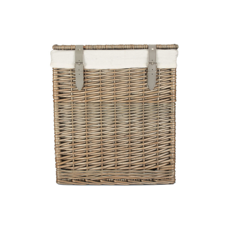Wicker Laundry Hamper Basket with Lining, 44cm H x 29cm W x 39cm D, Antique Wash