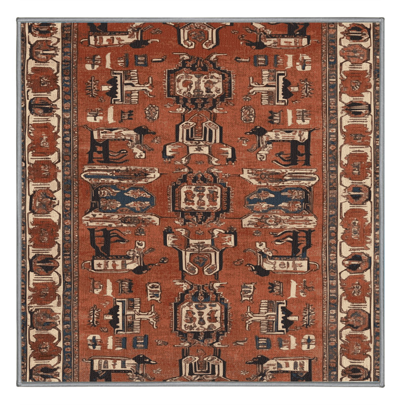 Tapis brun lavable à la machine, Carré 6 pi