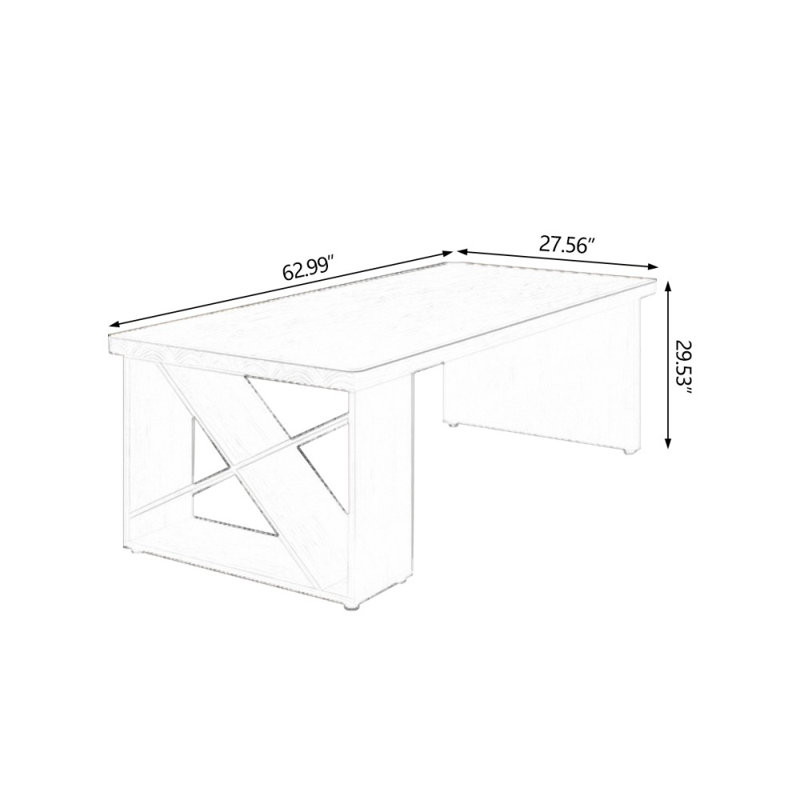 Bureaux rectangulaires en bois massif noyer clair, H 29,53 po x l 62,99 po x P 27,56 po