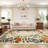 5'x7' Floral Wreath Area Rug, Washable Non Slip Non Shedding Low Pile Stain Resistant Foldable Soft Carpet for Entryway Kitchen Bathroom Beige-1013894704-1013894711