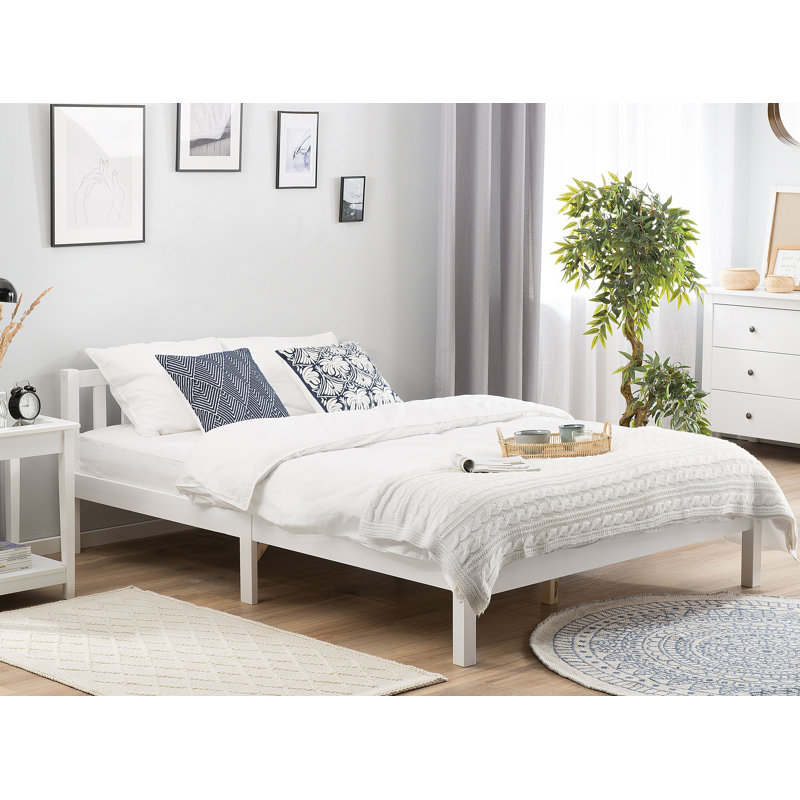 Persephone Solid Wood Bed, White, European Double (140 x 200 cm)