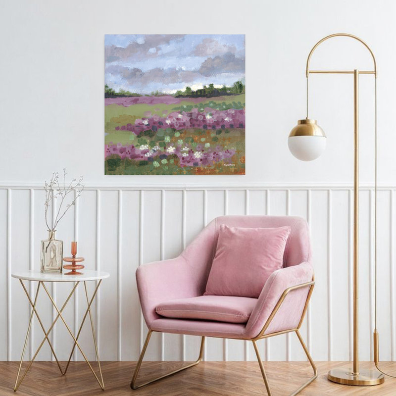 Champ de trèfles, paysage contemporain abstrait, art mural, H 32 po x l 32 po