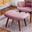 Fauteuil d'appoint contemporain Leiria en velours soyeux capitonné avec repose-pieds, mauve, idéal pour une assise élégante et confortable-184100637