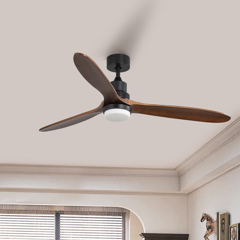 Ventilateur de plafond à DEL 61 "avec 3 lumières de ventilateur en bois massif réversible