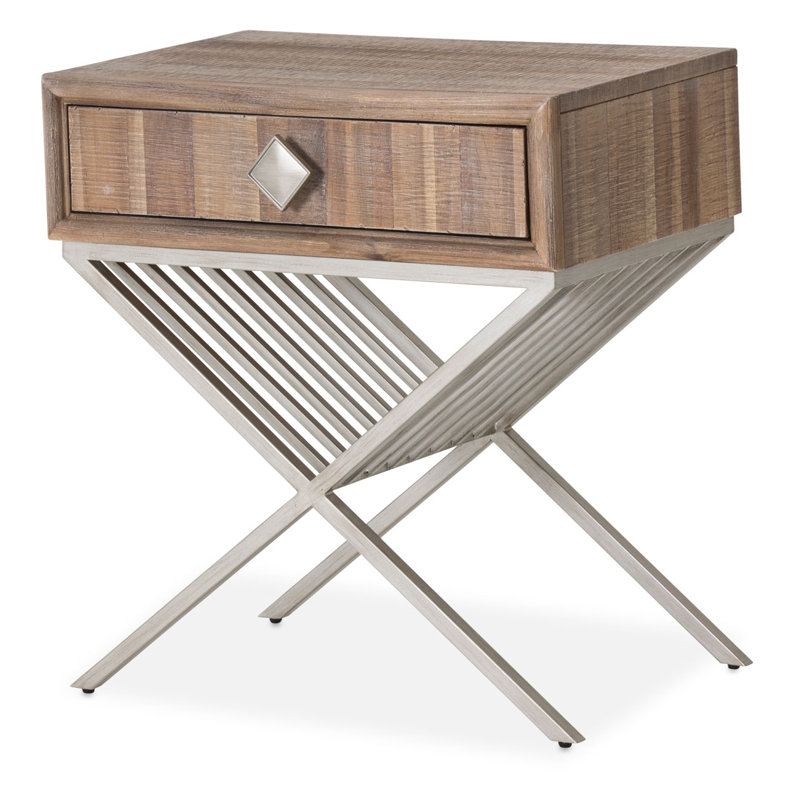 Hudson Ferry Solid Wood Top End Table with Storage