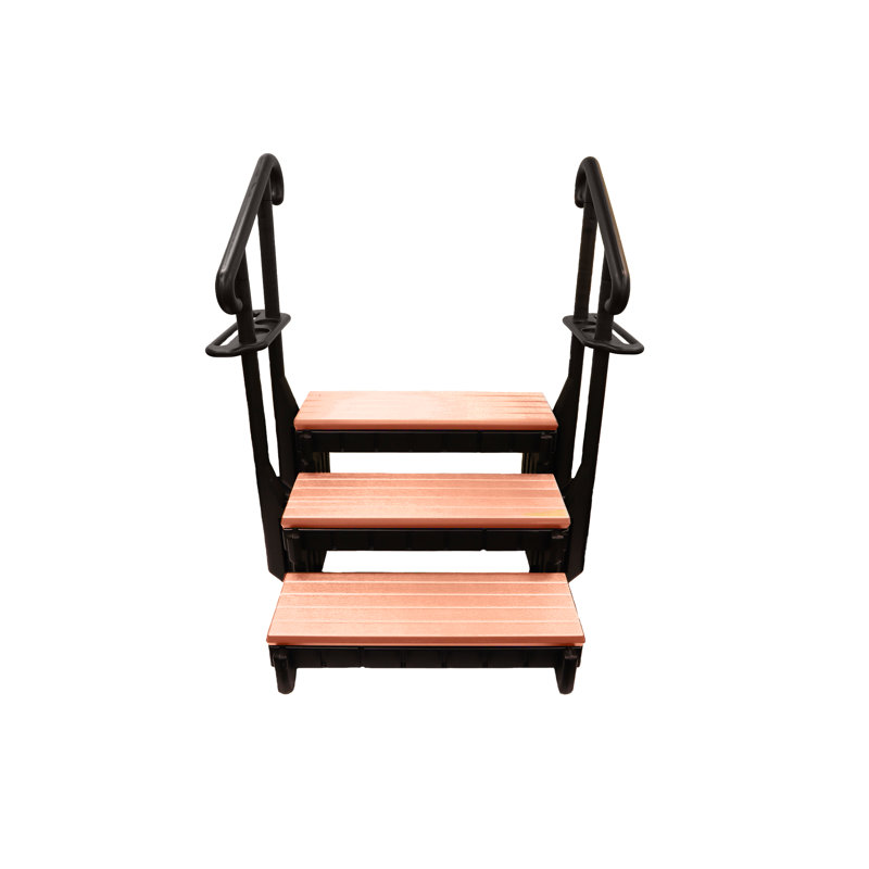 Redwood 36" 3-Tread Spa Step with Legs