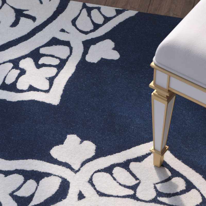 Rudra Hand Tufted Wool Floral Rug, Rectangle 6' x 9'
