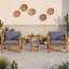 Ensemble de meubles d'extérieur toutes saisons en bois d'acacia avec coussins et 2 chaises-133233915