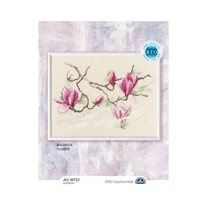 Trousse de point de croix comptée « Fleurs de magnolia et longues branches » par RTO M732