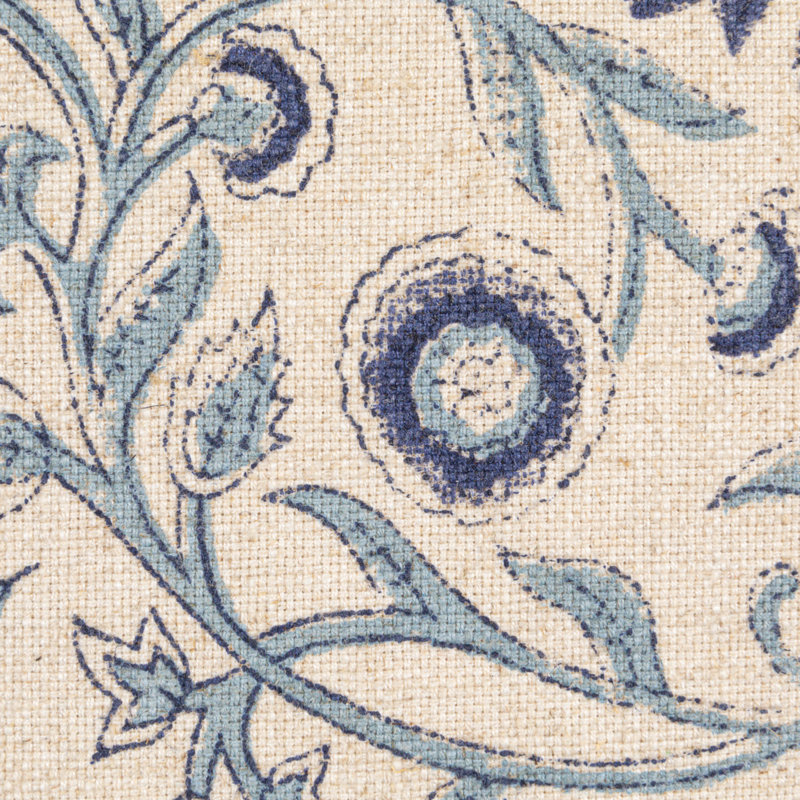 Square Floral Cotton Blend Pillow, Blue
