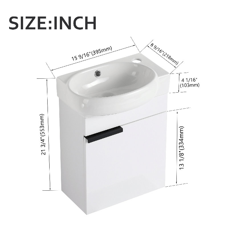 Tayea 16.8'' Single Bathroom Vanity with Porcelain Top