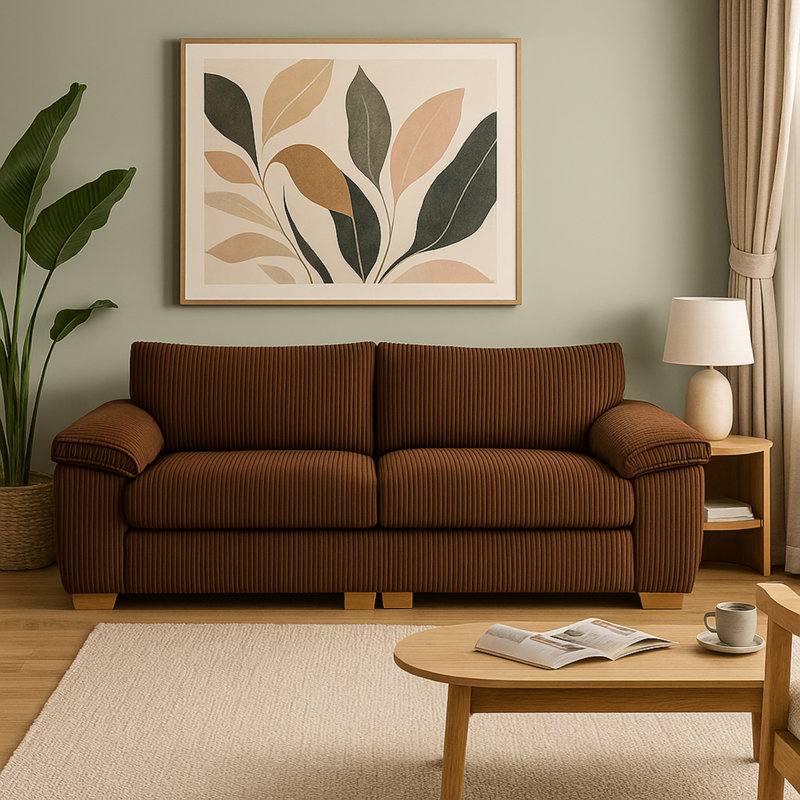 3 Seater Corduroy Sofa, Brown
