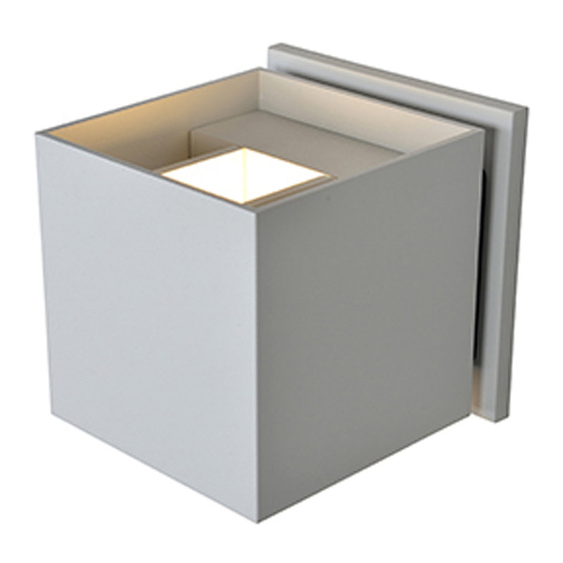 Square - LED Four Inch Outdoor Wall Sconce, White