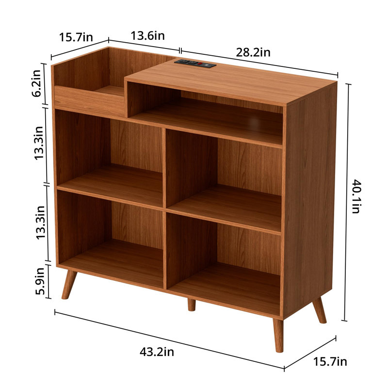 3-Tier Large Record Player Stand with Power Outlet