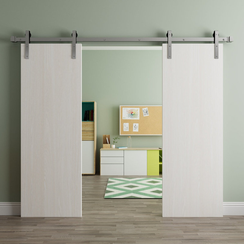 Porte de grange moderne - ESSENTIEL 8001 - Ensemble de quincaillerie lourde sur rail 6,6 pi - Portes intérieures à panneau plein