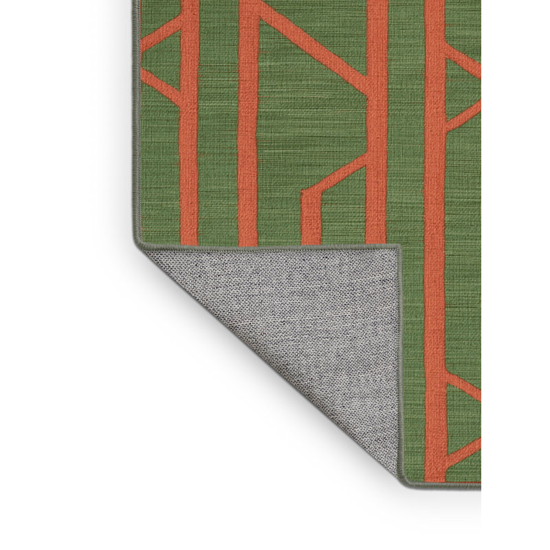 Machine Washable Trellis Green Area Rug, Square 4'