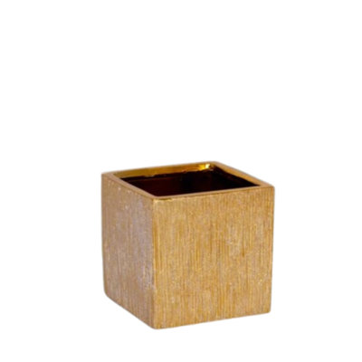 Ceramic Square Pot Gloss Finish Gold