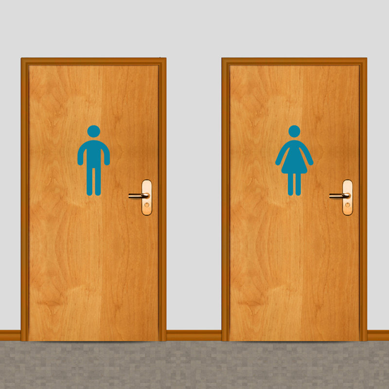 Décalcomanie murale toilettes pour hommes et femmes, Bleu sarcelle