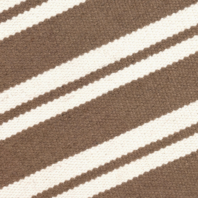 Palma 2x3 Hand Woven Performance Stripe Brown Fabric Rug, Rectangle 5' x 8'