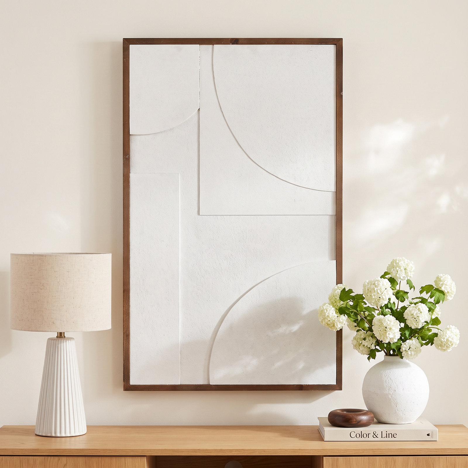 Geometric Wood Textured 3D Wall Art