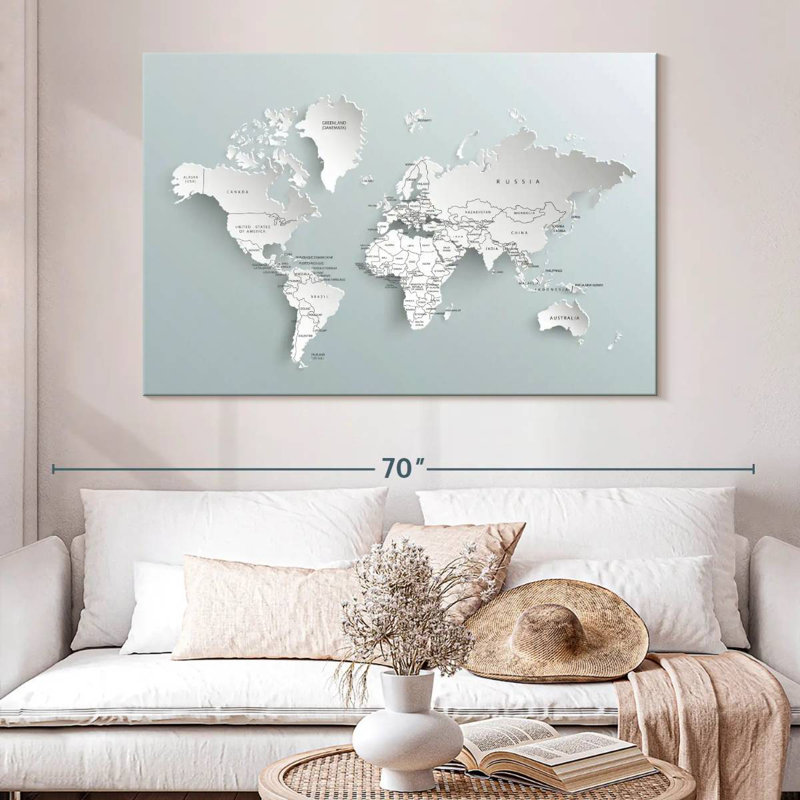 Aliaz Modern World Map, 34" H x 51" W