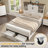Sherell Wooden Platform Bed Frame with Sliding Barn Door Bookcase Headboard