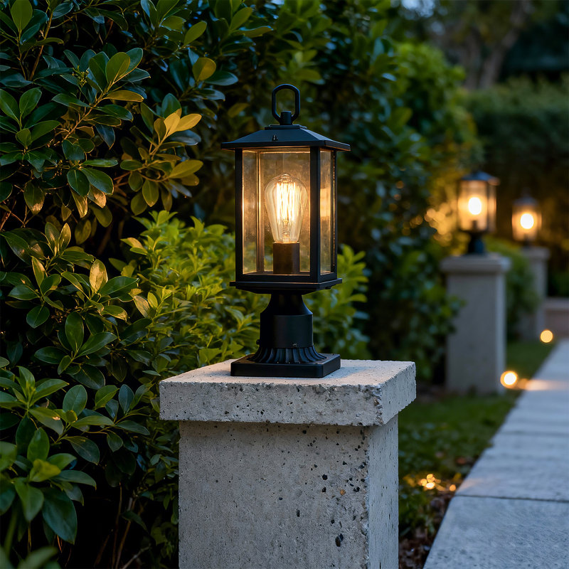 Lampadaire d'extérieur 16 po, lampadaire pour l'extérieur, lampadaire avec base pour pilier, noir mat